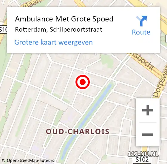 Locatie op kaart van de 112 melding: Ambulance Met Grote Spoed Naar Rotterdam, Schilperoortstraat op 29 juli 2024 13:36