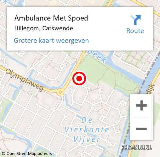 Locatie op kaart van de 112 melding: Ambulance Met Spoed Naar Hillegom, Catswende op 29 juli 2024 13:38