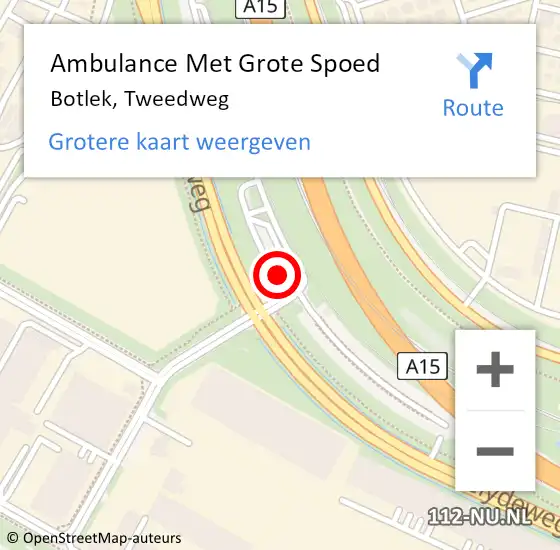 Locatie op kaart van de 112 melding: Ambulance Met Grote Spoed Naar Botlek, Tweedweg op 29 juli 2024 14:15