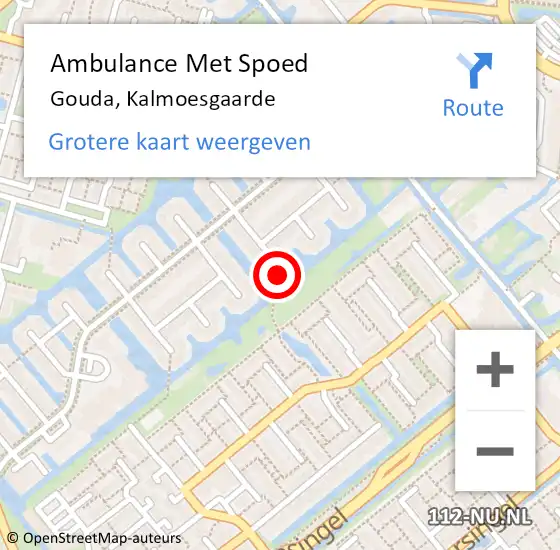 Locatie op kaart van de 112 melding: Ambulance Met Spoed Naar Gouda, Kalmoesgaarde op 29 juli 2024 14:17