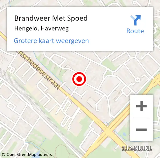 Locatie op kaart van de 112 melding: Brandweer Met Spoed Naar Hengelo, Haverweg op 29 juli 2024 14:18