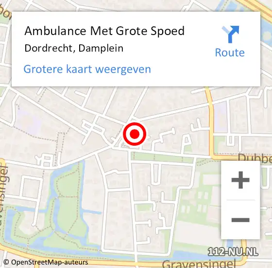 Locatie op kaart van de 112 melding: Ambulance Met Grote Spoed Naar Dordrecht, Damplein op 29 juli 2024 14:20