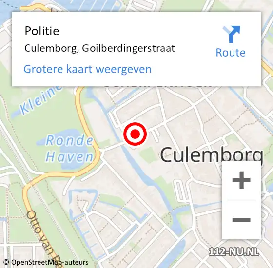 Locatie op kaart van de 112 melding: Politie Culemborg, Goilberdingerstraat op 29 juli 2024 14:36