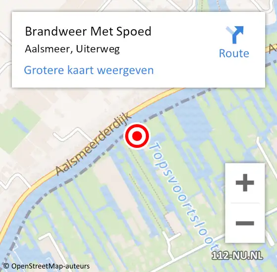 Locatie op kaart van de 112 melding: Brandweer Met Spoed Naar Aalsmeer, Uiterweg op 29 juli 2024 14:36