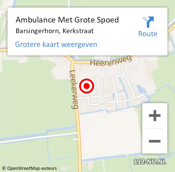 Locatie op kaart van de 112 melding: Ambulance Met Grote Spoed Naar Barsingerhorn, Kerkstraat op 14 oktober 2014 17:14