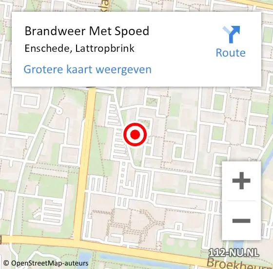 Locatie op kaart van de 112 melding: Brandweer Met Spoed Naar Enschede, Lattropbrink op 29 juli 2024 14:49