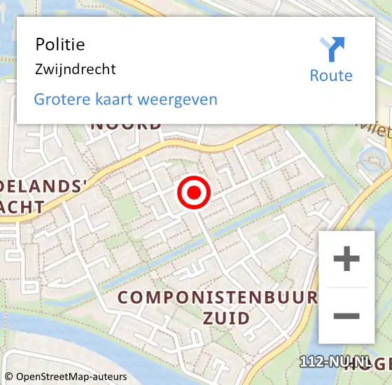 Locatie op kaart van de 112 melding: Politie Zwijndrecht op 29 juli 2024 14:58