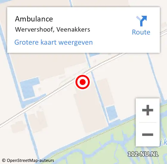 Locatie op kaart van de 112 melding: Ambulance Wervershoof, Veenakkers op 29 juli 2024 15:17