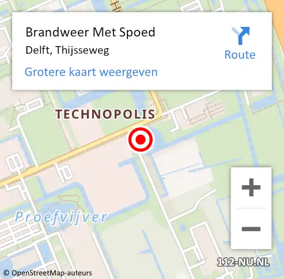 Locatie op kaart van de 112 melding: Brandweer Met Spoed Naar Delft, Thijsseweg op 29 juli 2024 15:26