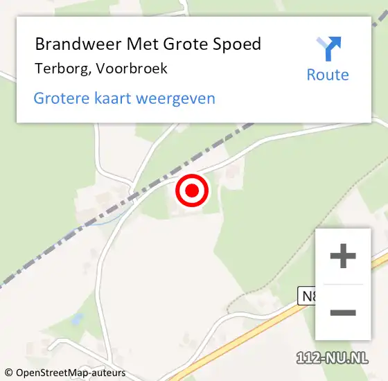 Locatie op kaart van de 112 melding: Brandweer Met Grote Spoed Naar Terborg, Voorbroek op 29 juli 2024 15:27