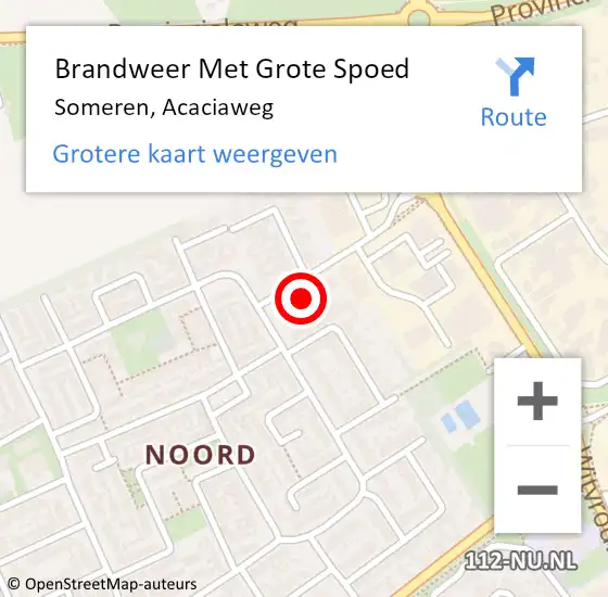 Locatie op kaart van de 112 melding: Brandweer Met Grote Spoed Naar Someren, Acaciaweg op 29 juli 2024 15:38