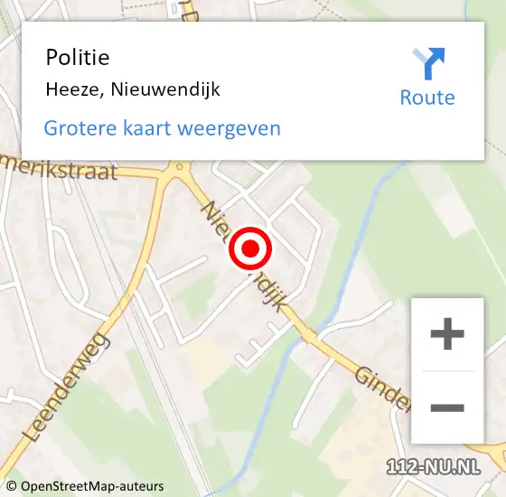 Locatie op kaart van de 112 melding: Politie Heeze, Nieuwendijk op 29 juli 2024 15:39