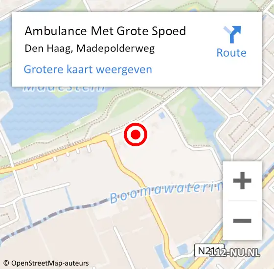 Locatie op kaart van de 112 melding: Ambulance Met Grote Spoed Naar Den Haag, Madepolderweg op 29 juli 2024 15:52