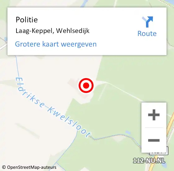 Locatie op kaart van de 112 melding: Politie Laag-Keppel, Wehlsedijk op 29 juli 2024 15:52