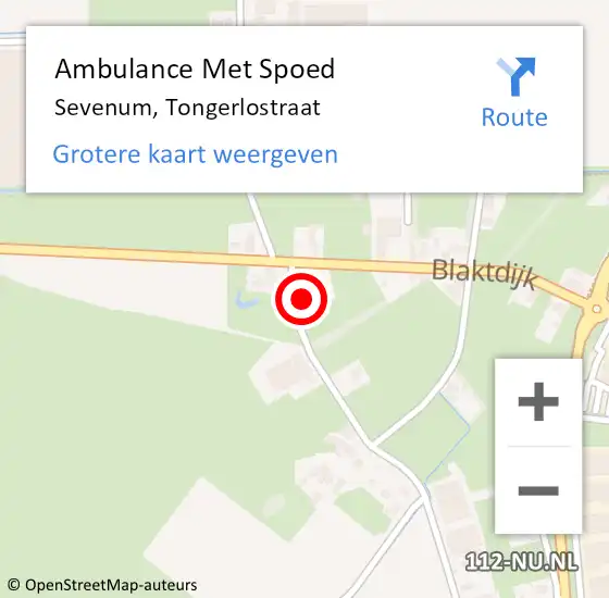 Locatie op kaart van de 112 melding: Ambulance Met Spoed Naar Sevenum, Tongerlostraat op 14 oktober 2014 17:21