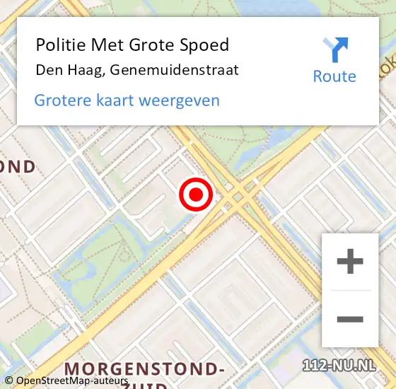 Locatie op kaart van de 112 melding: Politie Met Grote Spoed Naar Den Haag, Genemuidenstraat op 29 juli 2024 15:52