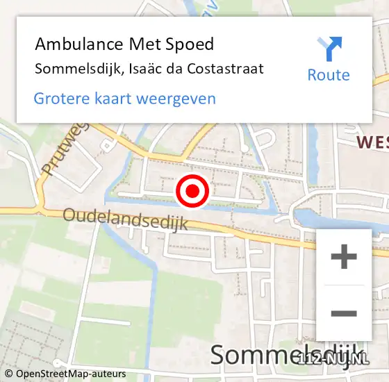 Locatie op kaart van de 112 melding: Ambulance Met Spoed Naar Sommelsdijk, Isaäc da Costastraat op 29 juli 2024 15:54