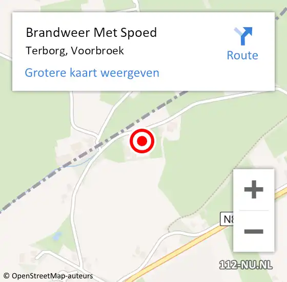 Locatie op kaart van de 112 melding: Brandweer Met Spoed Naar Terborg, Voorbroek op 29 juli 2024 15:55