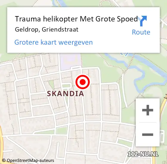 Locatie op kaart van de 112 melding: Trauma helikopter Met Grote Spoed Naar Geldrop, Griendstraat op 29 juli 2024 15:59