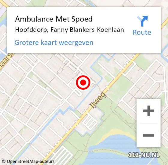 Locatie op kaart van de 112 melding: Ambulance Met Spoed Naar Hoofddorp, Fanny Blankers-Koenlaan op 29 juli 2024 16:14