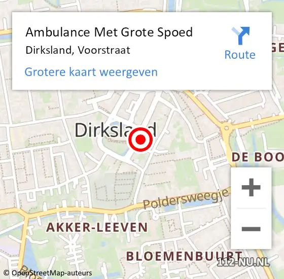 Locatie op kaart van de 112 melding: Ambulance Met Grote Spoed Naar Dirksland, Voorstraat op 29 juli 2024 16:15