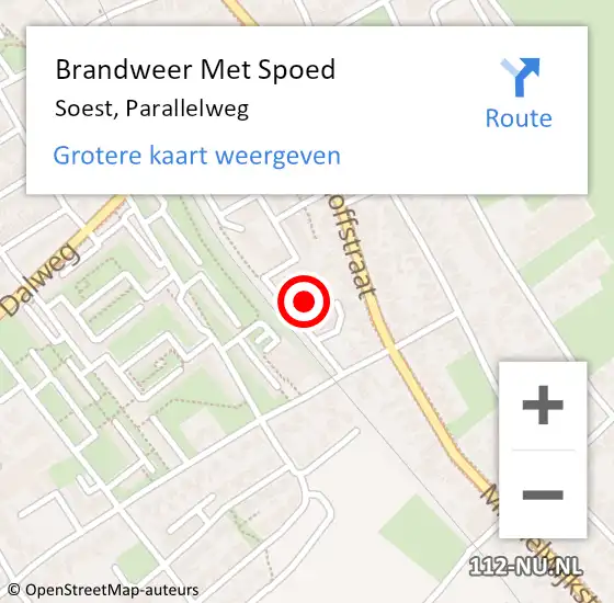 Locatie op kaart van de 112 melding: Brandweer Met Spoed Naar Soest, Parallelweg op 29 juli 2024 16:48