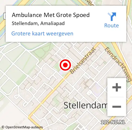 Locatie op kaart van de 112 melding: Ambulance Met Grote Spoed Naar Stellendam, Amaliapad op 29 juli 2024 16:51