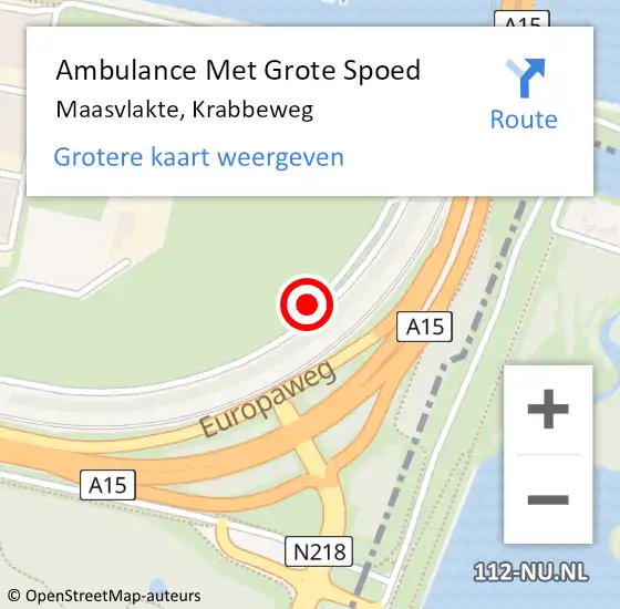 Locatie op kaart van de 112 melding: Ambulance Met Grote Spoed Naar Maasvlakte, Krabbeweg op 29 juli 2024 16:59