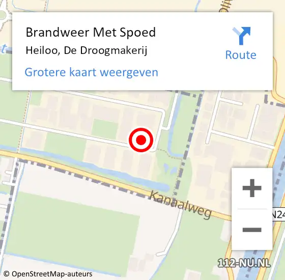 Locatie op kaart van de 112 melding: Brandweer Met Spoed Naar Heiloo, De Droogmakerij op 29 juli 2024 17:01