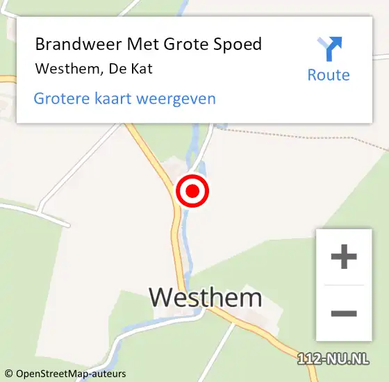 Locatie op kaart van de 112 melding: Brandweer Met Grote Spoed Naar Westhem, De Kat op 29 juli 2024 17:05