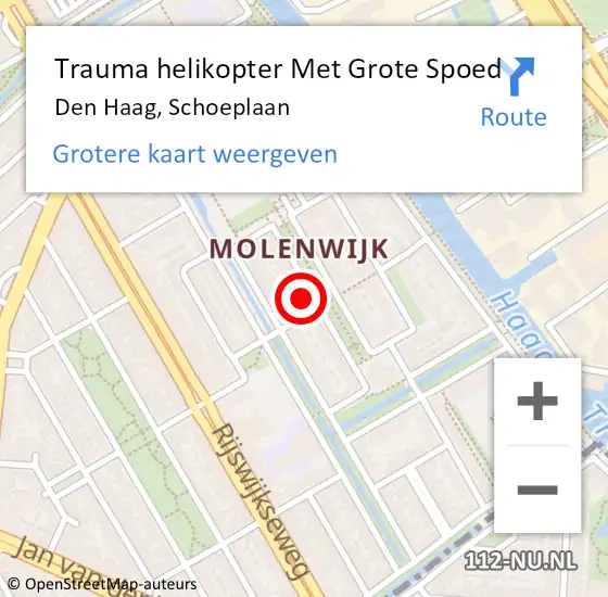 Locatie op kaart van de 112 melding: Trauma helikopter Met Grote Spoed Naar Den Haag, Schoeplaan op 29 juli 2024 17:09