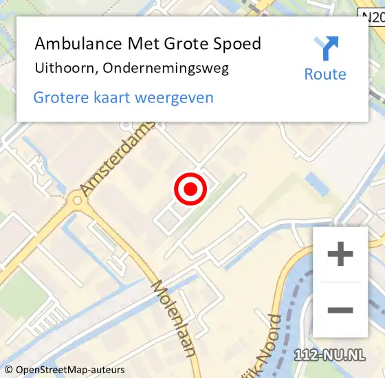 Locatie op kaart van de 112 melding: Ambulance Met Grote Spoed Naar Uithoorn, Ondernemingsweg op 29 juli 2024 17:35