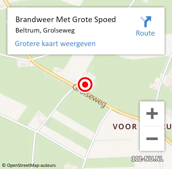 Locatie op kaart van de 112 melding: Brandweer Met Grote Spoed Naar Beltrum, Grolseweg op 29 juli 2024 17:43