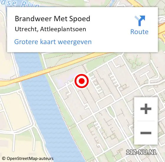 Locatie op kaart van de 112 melding: Brandweer Met Spoed Naar Utrecht, Attleeplantsoen op 29 juli 2024 18:00