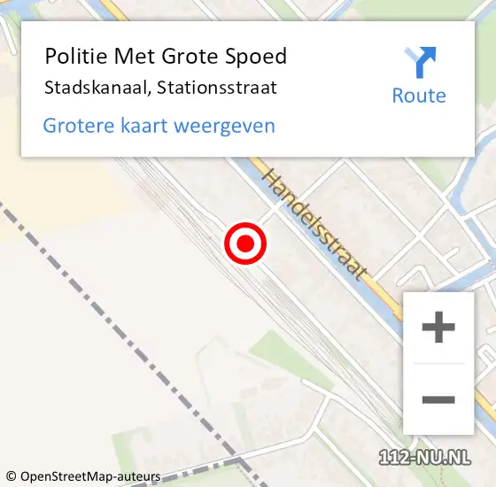 Locatie op kaart van de 112 melding: Politie Met Grote Spoed Naar Stadskanaal, Stationsstraat op 29 juli 2024 18:10