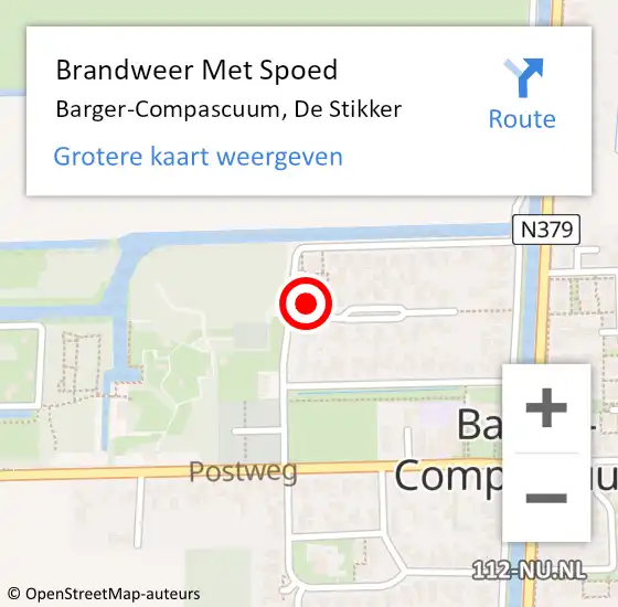 Locatie op kaart van de 112 melding: Brandweer Met Spoed Naar Barger-Compascuum, De Stikker op 29 juli 2024 18:13