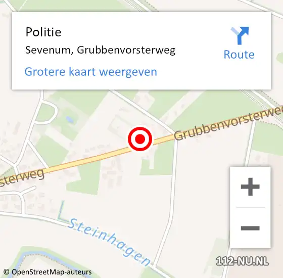 Locatie op kaart van de 112 melding: Politie Sevenum, Grubbenvorsterweg op 29 juli 2024 18:15