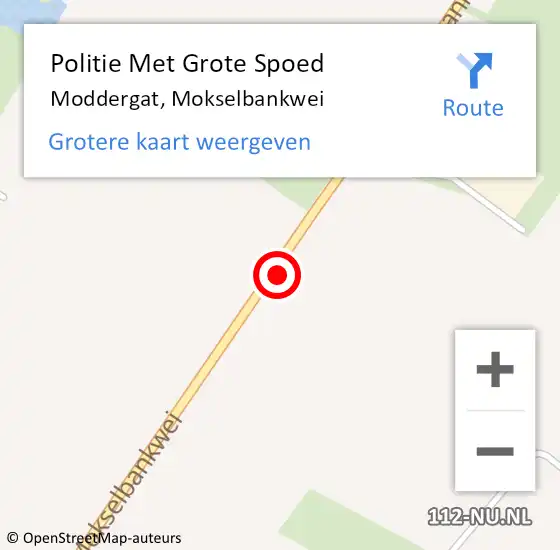 Locatie op kaart van de 112 melding: Politie Met Grote Spoed Naar Moddergat, Mokselbankwei op 29 juli 2024 18:16