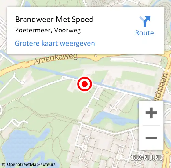 Locatie op kaart van de 112 melding: Brandweer Met Spoed Naar Zoetermeer, Voorweg op 29 juli 2024 18:41