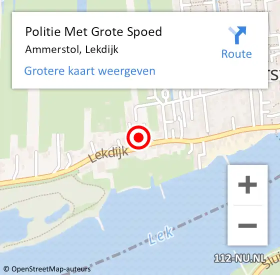 Locatie op kaart van de 112 melding: Politie Met Grote Spoed Naar Ammerstol, Lekdijk op 29 juli 2024 19:09