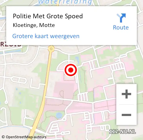 Locatie op kaart van de 112 melding: Politie Met Grote Spoed Naar Kloetinge, Motte op 29 juli 2024 19:45