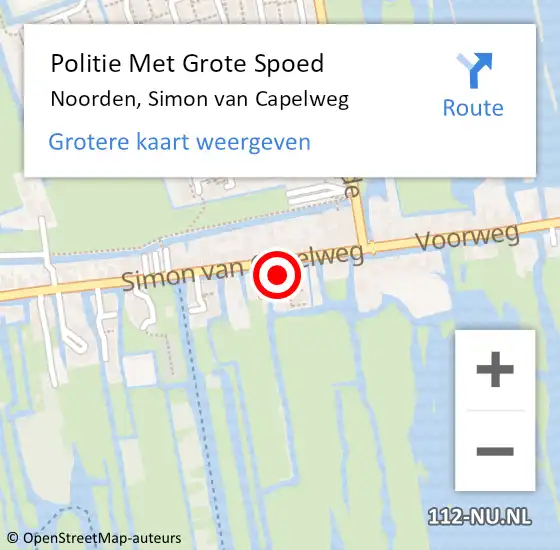 Locatie op kaart van de 112 melding: Politie Met Grote Spoed Naar Noorden, Simon van Capelweg op 29 juli 2024 20:06