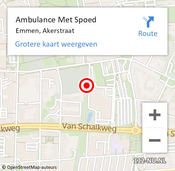 Locatie op kaart van de 112 melding: Ambulance Met Spoed Naar Emmen, Akerstraat op 14 oktober 2014 17:50