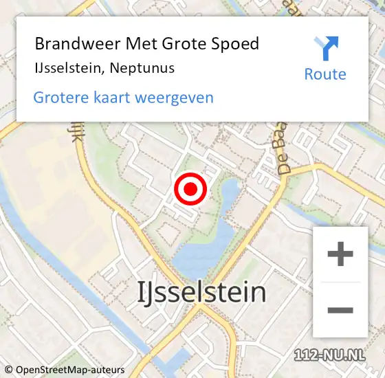 Locatie op kaart van de 112 melding: Brandweer Met Grote Spoed Naar IJsselstein, Neptunus op 29 juli 2024 20:55