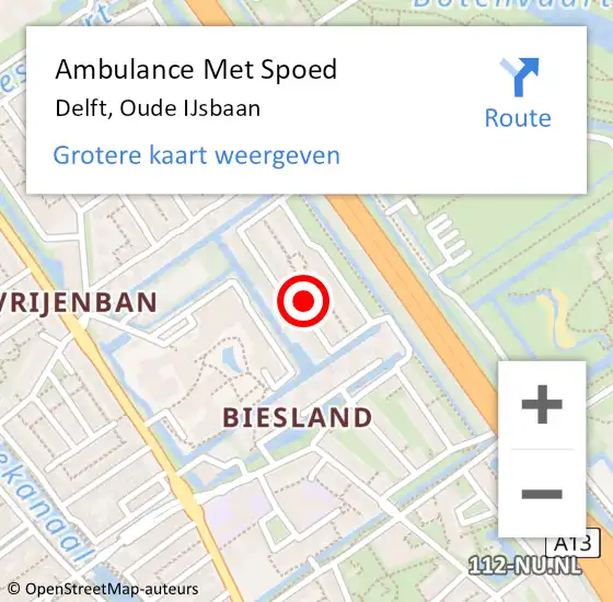 Locatie op kaart van de 112 melding: Ambulance Met Spoed Naar Delft, Oude IJsbaan op 29 juli 2024 20:55