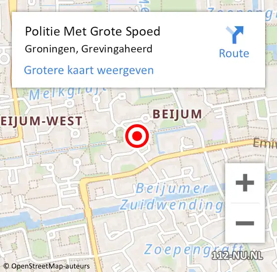 Locatie op kaart van de 112 melding: Politie Met Grote Spoed Naar Groningen, Grevingaheerd op 29 juli 2024 20:56