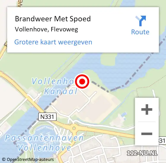 Locatie op kaart van de 112 melding: Brandweer Met Spoed Naar Vollenhove, Flevoweg op 29 juli 2024 21:01