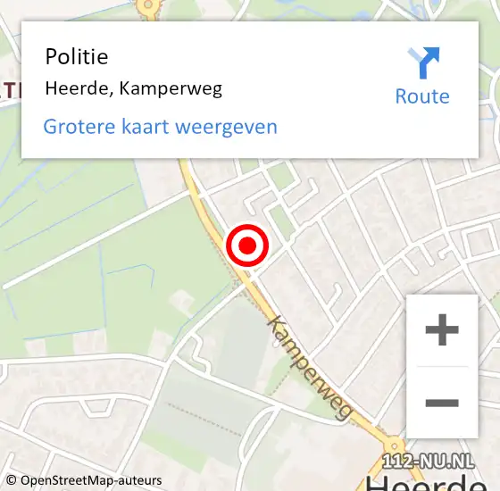 Locatie op kaart van de 112 melding: Politie Heerde, Kamperweg op 29 juli 2024 21:20