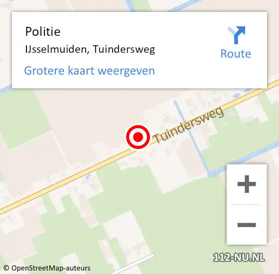 Locatie op kaart van de 112 melding: Politie IJsselmuiden, Tuindersweg op 29 juli 2024 21:34