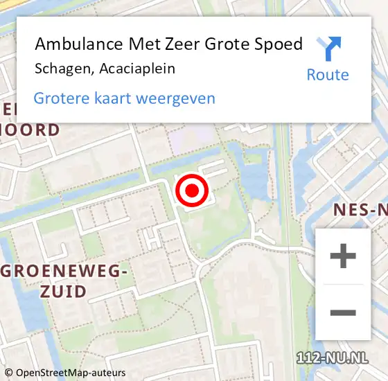 Locatie op kaart van de 112 melding: Ambulance Met Zeer Grote Spoed Naar Schagen, Acaciaplein op 29 juli 2024 21:41